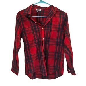 Old Navy 2012 Red Plaid Cotton Blend Button-Down Shirt Size Large Boy
